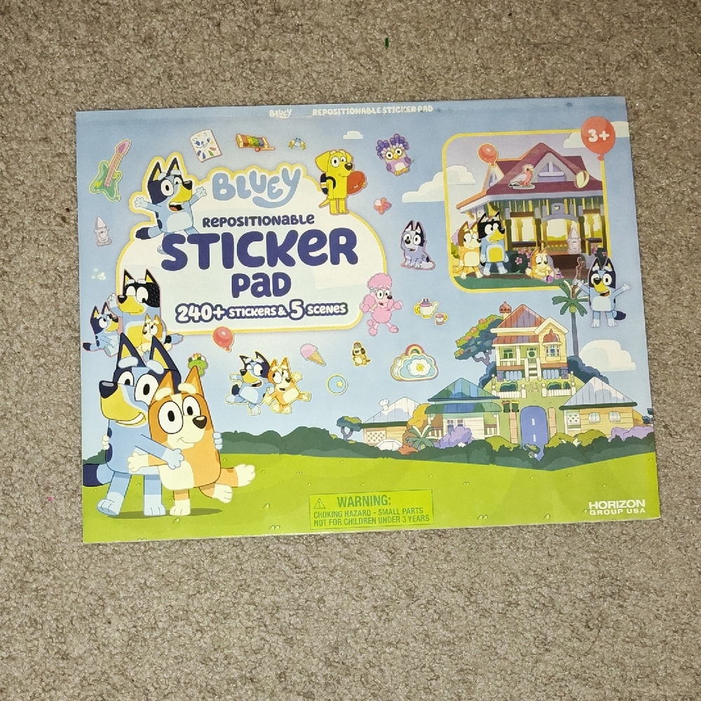 Disney Bluey Repositionable Sticker Pad - Blue, Yellow, Green, Purple
